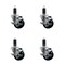 Service Caster 3'' SS Hard Rubber Swivel 1-1/4'' Expanding Stem Caster Set with Brake, 4PK SCC-SSEX20S314-HRS-TLB-114-4 - alternate 1